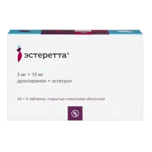 Купить Эстеретта 3 мг + 15 мг 28 шт таблетки покрытые пленочной оболочкой