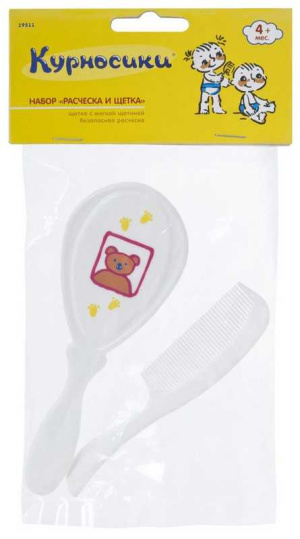 Купить: Мир Детства Курносики набор расческа и щетка с 4 месяцев артикул 19511