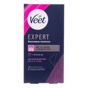 Купить: Veet Expert 12 шт полоски восковые для депиляции для нормальной кожи
