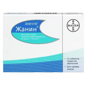 Купить Жанин 2 мг + 0,03 мг 21 шт таблетки покрытые оболочкой