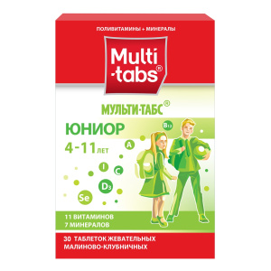 Купить: Мульти-Табс Юниор 30 шт таблетки жевательные малина-клубника