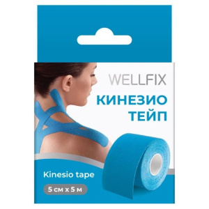 Купить: Wellfix 5 х 5 кинезио тейп голубой