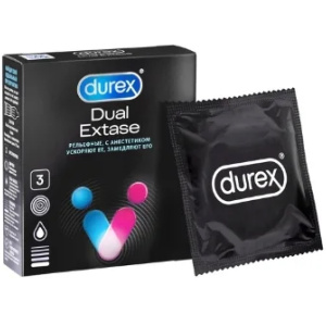 Купить: Durex Dual Extase 3 шт презервативы с анестетиком