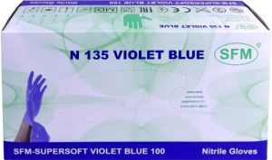 Купить: SFM 100 шт перчатки нитриловые смотровые нестерильные не опудренные фиолетово-голубые размер L