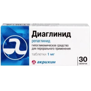 Купить: Диаглинид 1 мг 30 шт таблетки
