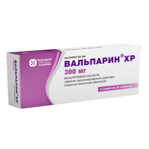 Купить: Вальпарин ХР 300 мг 30 шт таблетки пролонгированного действия покрытые пленочной оболочкой