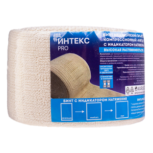Купить: Интекс Про бинт 8 см × 5 м эластичный средней растяжимости с застёжками с индикатором натяжения