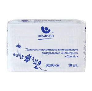 Купить: Пелигрин Classic 60 см x 90 см 5 шт пеленки впитывающие одноразовые