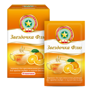 Купить: Звездочка Флю 15 г 10 шт порошок для приготовления раствора для приема внутрь апельсин