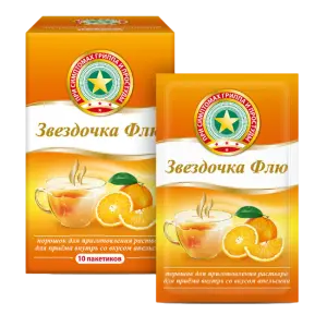 Купить Звездочка Флю 15 г 10 шт порошок для приготовления раствора для приема внутрь апельсин