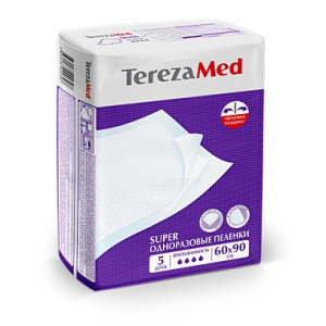 Купить: TerezaMed  Super 60 см x 90 см 5 шт пеленки одноразовые впитывающие