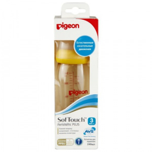 Купить: Pigeon Sof Touch Peristaltic Plus 240 мл бутылочка для кормления стеклянная 3+ мес