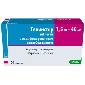 Купить: Телинстар 1,5 мг + 40 мг 30 шт таблетки с модифицированным высвобождением