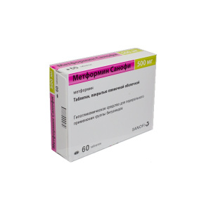 Купить: Метформин Санофи 500 мг 60 шт таблетки покрытые оболочкой