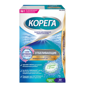 Купить: Корега Dental White 30 шт таблетки растворимые отбеливающие