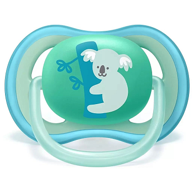 Купить Philips Avent Ultra Air SCF349/11 2 шт соска-пустышка силиконовая ортодонтическая 18+ мес динозаврик и коала