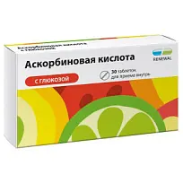 Купить: Аскорбиновая кислота с глюкозой Реневал 100 мг 30 шт таблетки