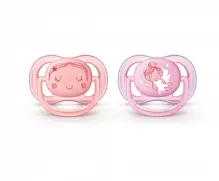 Купить: Philips Avent Ultra Air  2 шт соска-пустышка силиконовая ортодонтическая 0-6 мес для девочек энималс