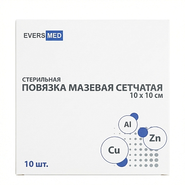 Купить Evers Med 10 см х 10 см 10 шт повязка мазевая сетчатая стерильная Cu Zn + Al