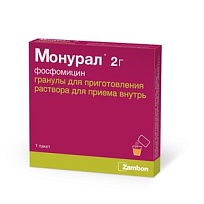 Купить: Монурал 2 г 1 шт гранулы для приготовления раствора для приема внутрь пакет