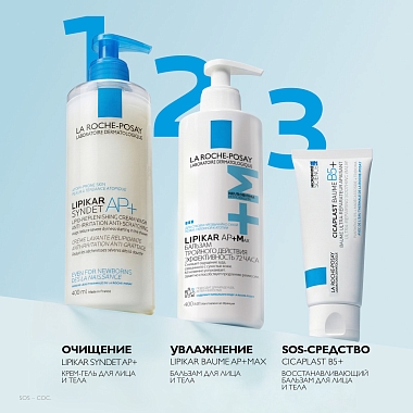 Купить La Roche-Posay Lipikar Syndet AP+ 400 мл крем-гель липидовосстанавливающий очищающий  для лица и тела у взрослых детей и новорожденных младенцев