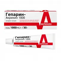 Купить: Гепарин-Акрихин 1000 1000 МЕ/г 30 г гель для наружного применения