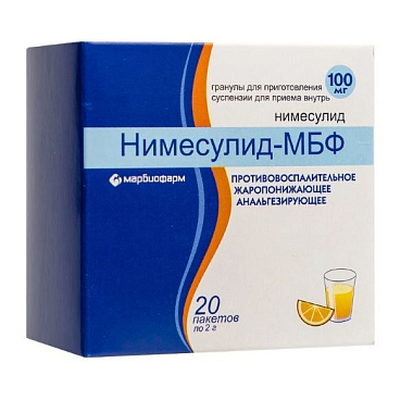 Купить Нимесулид-МБФ 100 мг 20 шт гранулы для приготовления суспензии для приема внутрь пакет