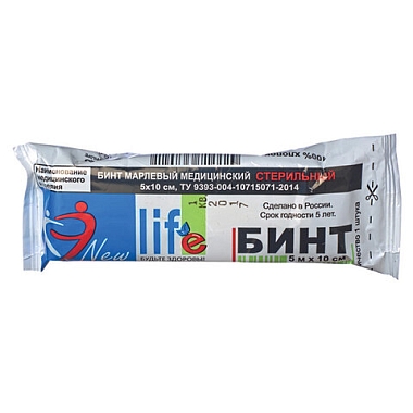 Купить New Life 5 м х 10 см бинт стерильный плотность 30 г / м2