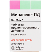 Купить: Мирапекс ПД 0,375 мг 10 шт таблетки с пролонгированным высвобождением