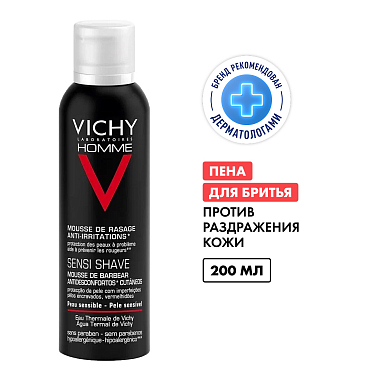 Купить Vichy Homme 200 мл пена для бритья для мужчин против раздражения кожи с термальной водой