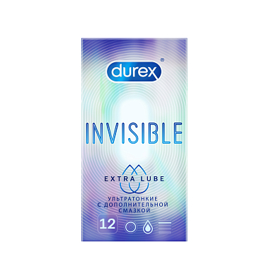 Купить Durex Invisible Extra Lube 12 шт презервативы с дополнительной смазкой