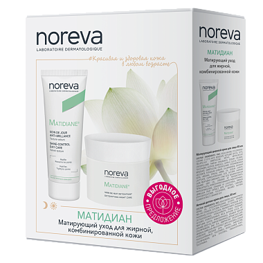 Купить Noreva Matidiane набор для жирной и комбинированной кожи 40 мл уход матирующий дневной + 50 мл детокс-уход ночной