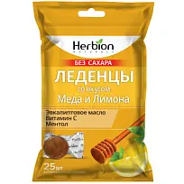 Купить: Хербион леденцы без сахара 25 шт медово-лимонные