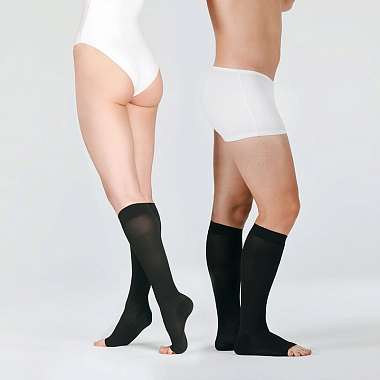 Купить НикаМед чулки до колена компрессионные 2 класс размер 4 черные с открытым мыском