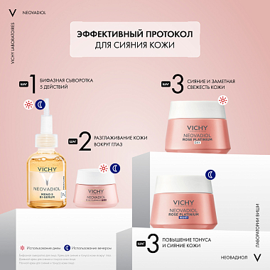 Купить Vichy Neovadiol Rose Platinum 15 мл крем антивозрастной для кожи вокруг глаз от морщин и кругов