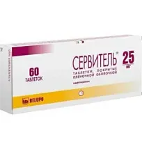 Купить: Сервитель 25 мг 60 шт таблетки покрытые пленочной оболочкой