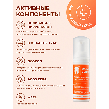 Купить Waterdent пенка 50мл антибактериальная ромашка/шалфей