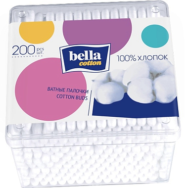 Купить Bella Cotton 200 шт ватные палочки банка