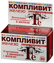 Купить: Компливит Железо 60 шт таблетки покрытые оболочкой
