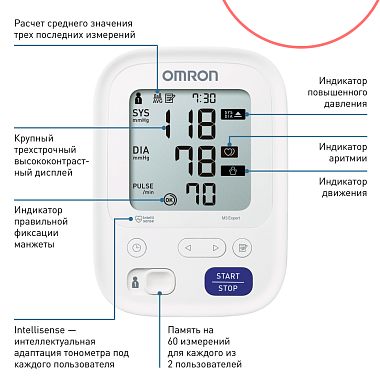 Купить Omron M3 Expert тонометр автоматический с адаптером и манжетой универсальной