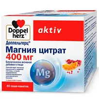 Купить: Доппельгерц Актив Магния Цитрат 400 мг 40 шт саше