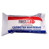 Купить: First Aid 45 см х 29 см 5 шт салфетки стерильные марлевые