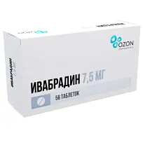 Купить: Ивабрадин 7,5 мг 56 шт таблетки покрытые пленочной оболочкой