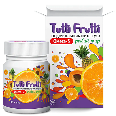 Купить Омега-3 жевательные 500 мг 45 шт капсулы тутти-фрутти