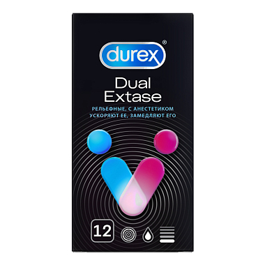 Купить Durex Dual Extase 12 шт презервативы с анестетиком