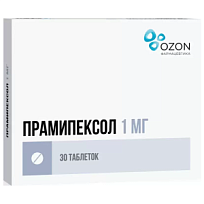 Купить: Прамипексол 1 мг 30 шт таблетки
