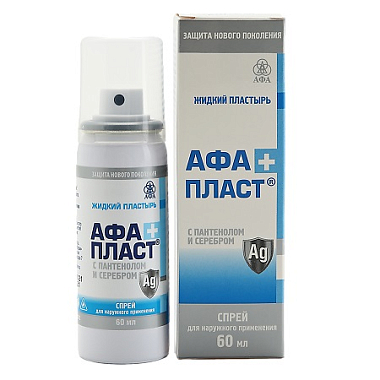 Купить Афапласт+ 60 мл спрей жидкий пластырь с пантенолом и серебром
