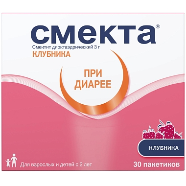 Купить Смекта 3 г 30 шт порошок для приготовления суспензии для приема внутрь клубника