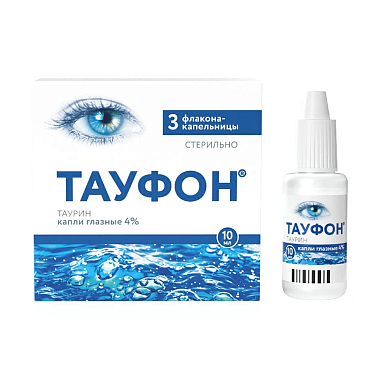 Купить Тауфон 4% 10 мл 3 шт капли глазные флакон-капельница