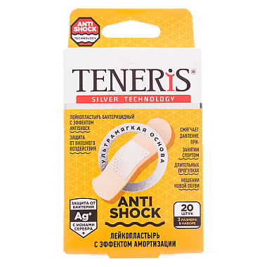 Купить Teneris Antishock 20 шт пластырь бактерицидный с ионами серебра на полимерной основе